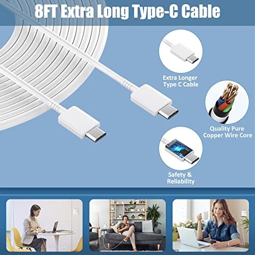 10 Ft USB C Charging Cable with 25 W Fast Charge Block – Optimal Compatibility for Samsung Galaxy S25/S24/S23 Series and Note 20/10 – Durable, Long-Lasting Performance for Home, Office, or Travel Use – Effortless Power for Your Android Devices