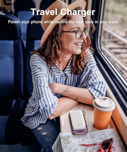 Dual 10000 m Ah Portable Power Bank Set with Built-In Cables and Fast Charging – Travel-Ready USB-C Charger for i Phone & Android Devices in Sleek White & Purple Design – Ultimate Compatibility for On-the-Go Power Solutions