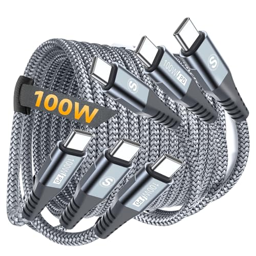 sweguard 100 W USB C to USB C Charger Cable [3.3 ft, 2-Pack] – Ultimate Fast Charging Solution for i Phone 15 & 16 Pro Max, Mac Book, i Pad Pro, and Samsung Galaxy S Series – Durable, High-Speed Compatibility for All Your Devices