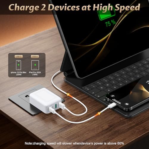 Ultra-Fast Charging 2-Pack: Foldable 40 W USB-C Wall Adapter with 4 Ports – Sleek Christmas Red Multi-Port Charger for i Phone 16, Samsung, Pixel & Tablets – Compact Power Solution for Home and Travel