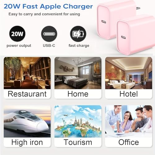 Ultra-Fast 20 W USB-C Wall Charger Block for i Phone 16/15 – 3-Pack Super Charging Adapter for i Phone, i Pad & Air Pods – Compact PD Type C Power Delivery Solution with Enhanced Compatibility & Safety Features