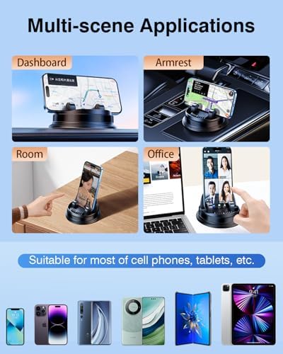 Ultimate 360-Degree Rotating Car Phone Holder – Secure Dashboard Mount for Hands-Free Use, Compatible with i Phone 16 Pro Max & Samsung Z Fold 6 – Sleek Black Design for Enhanced Safety and Convenience