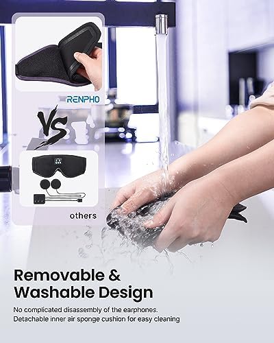 RENPHO Bluetooth Sleep Mask with HD Headphones – Luxurious 3 D Blackout Eye Mask for Side Sleepers, Ultimate Relaxation Gift for Women Seeking Comfort and Sound Serenity