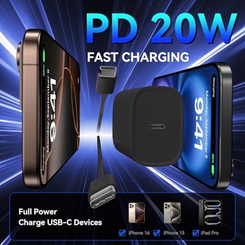 Unlock Rapid Charging Efficiency with the 20 W USB-C Power Adapter and 10 ft Cable – Ideal for i Phone 16, 15 Pro, and Galaxy S24 for Ultimate Portability and Convenience