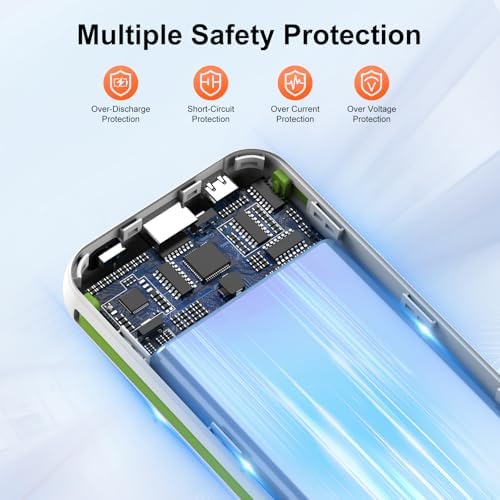 Ultra-Slim 12000 m Ah Power Bank with Integrated Cables and AC Plug – High-Speed Charging Solution for i Phone 16/15/14/13 and Android Devices – Travel-Ready Design with Intelligent Safety Features and Triple Device Charging Capability – Ultimate Portable Battery Pack for On-the-Go Power