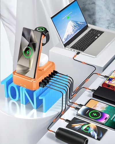 Ultimate 10-in-1 Wireless Charging Station for Samsung Devices – 300 W Power Hub with 65 W USB C Fast Charging for S25 Ultra/S24/S23/S22/Note 20, Galaxy Watch Ultra 7/6/5 & Galaxy Buds – Multi-Device Convenience and Rapid Power Delivery, Ideal for Home & Office Use