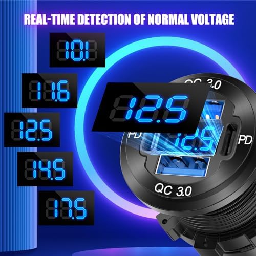 Revolutionary 2025 4-Port 12 V USB Outlet Panel: Dual PD3.0 & QC3.0 Car Charger with Integrated Voltmeter, Lighted 150 W Socket – Premium Aluminum DIY Kit for Boats, RVs & More, Ensuring Fast Charging & Robust Performance on Every Journey