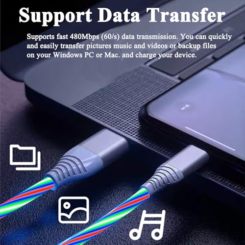 Illuminate Your Charging Experience with the 6.6 FT Light Up USB Type C Charger Cable – 3 A Fast Charge LED Cord for i Phone 16/15 Series & Samsung Galaxy S20/S10/S9/S8, LG V40/V30 – Stylish, Durable, and Enhanced Compatibility for Modern Devices