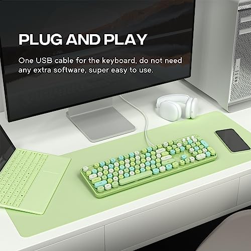 Experience Ultimate Clarity with the Large Print Wired Office Keyboard – 104 Full-Sized Typewriter Keys for Enhanced Visibility, Ergonomic Design, and Instant USB Plug & Play Compatibility for Windows and PCs – Perfect for Home and Office Use