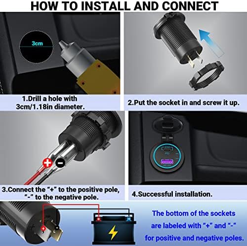 Ultimate 83 W 12 V USB Outlet Laptop Charger – Dual Fast Charge 65 W USB-C PD3.0 & 18 W QC3.0 Ports – Waterproof Multi-Car Socket with Energy-Saving Power Switch – Ideal for Cars, Boats, RVs, Trucks, and More – Unmatched Compatibility & Speed for All Devices