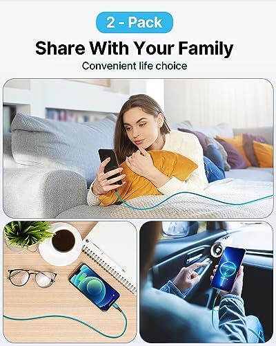 Aioneus 10 ft i Phone Charger 2 Pack – Apple Certified Lightning Cable with Fast Charging, Extra Long Nylon Braided Cord in Stylish Pink for i Phone 13, 12, 11, XS, XR, 10, 8, 7, 6 Plus – Unmatched Durability and Flexibility