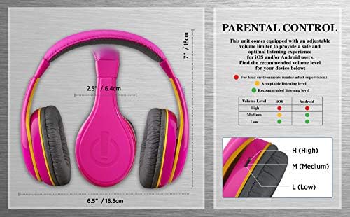 Vibrant Pink Over-Ear Headphones for Kids – Comfortable and Durable Wired Earphones with Safe Volume Control – Tangle-Free Design Ideal for Music, Movies, and Travel Adventures – Perfect Audio Companion for Young Listeners