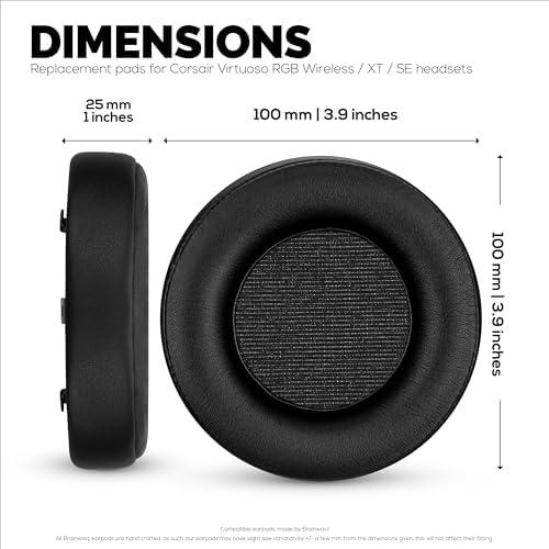 Transform Your Gaming Experience with Brainwavz Premium Replacement Ear Pads for Corsair Virtuoso RGB Wireless & XT Headsets – Ultra-Soft PU Leather Cushions Engineered for Lasting Comfort, Superior Fit, and Exceptional Sound Isolation – Ideal Upgrade for Extended Play Sessions and Seamless Compatibility