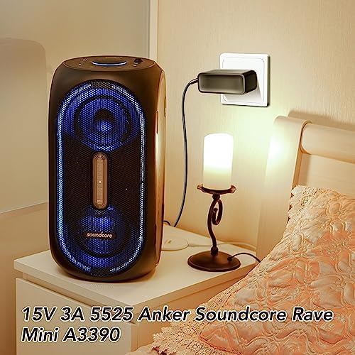 Ultimate 15 V 3 A AC Power Adapter for Anker Soundcore Rave Mini Speakers – Superior Charging Solution with Enhanced Compatibility for Bluetooth Waterproof Models – Fast, Reliable, and Safe Power Supply for A3390, A3392, A3393, Z11, H12, and More