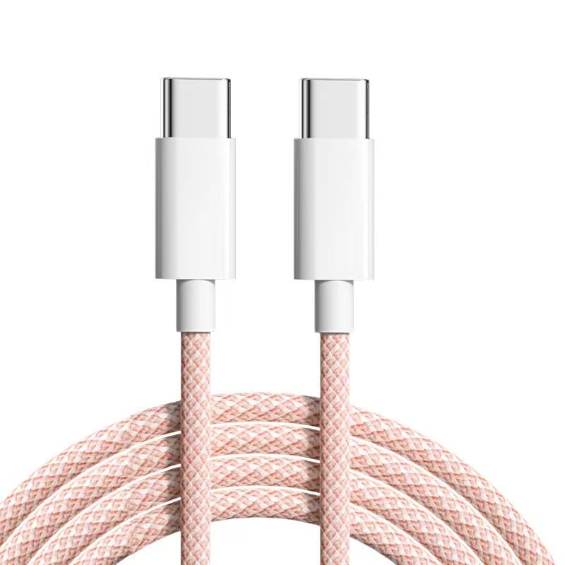 Ultra-Durable USB Type C Fast Charging Cable – 5 Ft Nylon Braided Charger for Rapid Power and High-Speed Data Transfer – Compatible with Mac Book Pro, i Pad Pro, Galaxy S23 Ultra – Stylish Pink Design for Modern Tech Enthusiasts