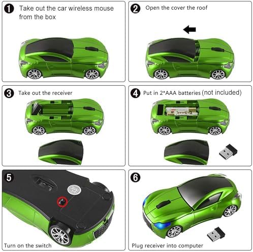 Sleek Yellow Wireless Car Mouse – Cool Sports Car Design for Enhanced Precision with 1600 DPI Optical Technology | Lightweight & Portable USB Receiver Mouse for Laptops, PCs, and Travel | Perfect Gift for Tech Lovers and Professionals