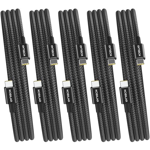 Ultra-Fast 100 W USB-C to USB-C Charging Cable Set – 5-Pack of 5 ft High-Speed Power Delivery Cables for i Phone 16, i Pad Pro, Samsung Galaxy S24 – Superior Compatibility and Durability for Efficient Data Transfer and Charging