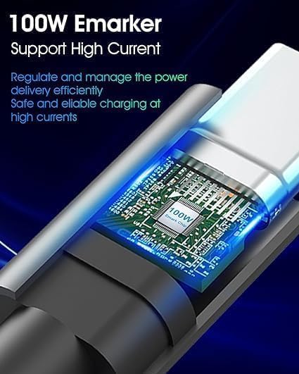 High-Speed USB C to USB C Cable 3-Pack – 100 W Power Delivery & 5 A Fast Charging for i Phone 15 & i Pad Pro – Versatile Lengths (5 ft & 6.6 ft) with Superior Durability for Enhanced Device Efficiency – Ideal for Home, Office, and Travel