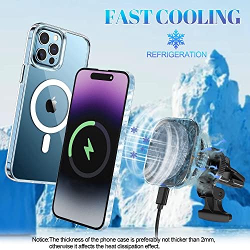 Revolutionary Mag Safe Car Charger with Integrated Cooling Fan – 15 W Fast Wireless Charging Mount for i Phone 16/15/14 Pro Max & Samsung Galaxy S25/S24 Ultra, Magnetic Air Vent Holder for Safe and Efficient Charging on the Go