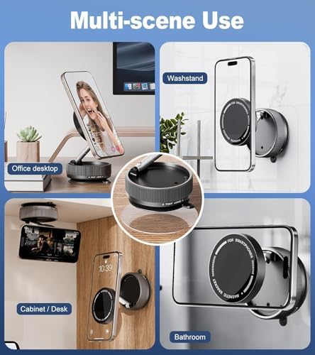 Universal 360° Rotatable Suction Cup Phone Holder for Cars – Advanced Magnetic Mount with Five Nano Gel Pads for Enhanced Stability on All Surfaces – Ideal Smartphone Stand for Safe Driving and Effortless Navigation