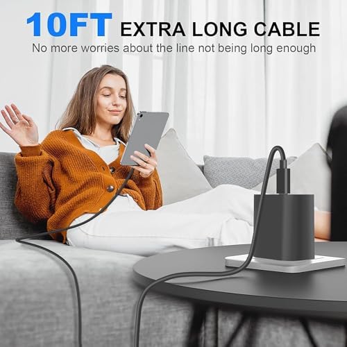 10 FT i Pad Fast Charging Cable Set – High-Power 20 W USB C Charger with Extended Reach for Ultimate Flexibility, Compatible with i Pad 10 th/11 th Gen, i Pad Pro (12.9/11 inch), i Pad Air (4 th/5 th), and i Pad Mini – Durable, Stylish Black Design for Seamless Charging Experience
