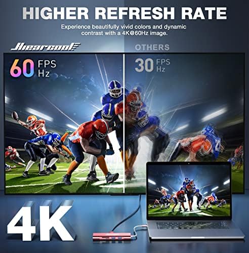Revolutionize Your Connectivity with the Hiearcool 8-in-1 USB C Hub Ethernet – High-Speed 4 K@60 Hz HDMI, Dual USB 3.0 Ports & Gigabit Ethernet for Mac Book Pro/Air, i Pad, Dell, and Lenovo – Streamline Your Workspace with Effortless Multitasking and Enhanced Compatibility – Ultimate Portable Adapter for Professionals on the Go