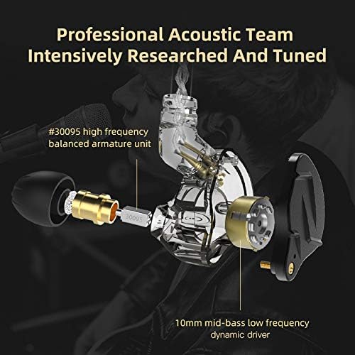 KZ ZSN PRO X Dual Driver Earbuds – Hi-Fi Stereo Headphones with Balanced Armature & Dynamic Driver, Ergonomic Comfort for Optimal Listening, Detachable Cable & Built-In Microphone, Perfect for Audiophiles & Everyday Use – Golden Finish