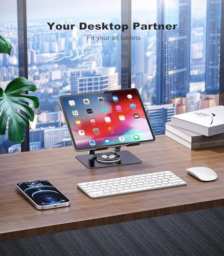 Revolutionary 360-Degree Swivel Tablet Stand – Adjustable, Multi-Functional Holder for i Pad Pro, Air, Mini & More (Sleek Silver) – Experience Unmatched Versatility and Stability for Streaming, Drawing, and Browsing