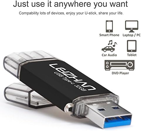 Leizhan 256 GB 2-in-1 USB 3.0 & Type-C Flash Drive – High-Speed Data Transfer & Versatile Storage Solution for Laptops and Smartphones – Compact Durable Design for On-the-Go Convenience