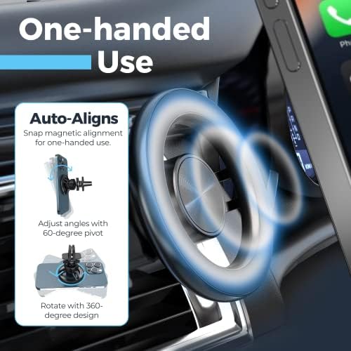 Power Theory Magnetic Car Phone Holder – Ultimate Mag Safe Compatibility for i Phone 14/13/12 Series, Effortless One-Handed Use, Versatile Vent & Dash Mount, Secure Portrait & Landscape Viewing, Elevate Your Driving Experience with Enhanced Safety and Convenience