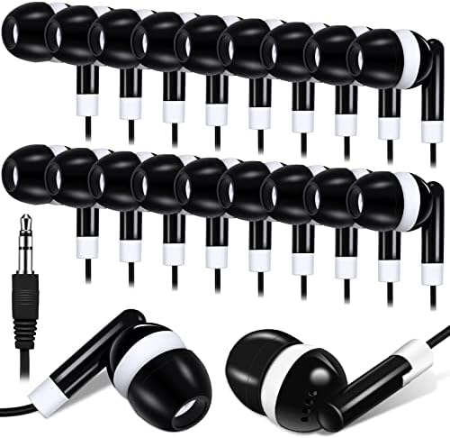 Bulk Konohan 100-Piece Earbuds – Individually Packaged 3.5 mm Headphones for Educational Settings – Lightweight, Durable Student Earphones Designed for Comfort in Classrooms, Libraries, and Learning Environments – Hygienic Black Design for Extended Use and Enhanced Focus