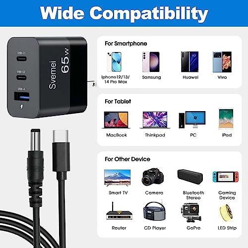 Advanced 65 W Ga N USB C Charger – 3-Port Fast Charging Wall Adapter for i Phone, i Pad, Laptops & More – Compact Foldable Design, Ideal Travel Companion for Efficient Power Delivery to All Your Devices