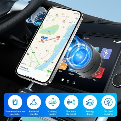 Vacuum Magnetic Suction Phone Holder,2025 Upgraded Adjustable Suction Cup Car Phone Mount,Foldable and Retractable Mobile Phone Holder for Car/Gym/Mirror/Smooth Surface to iPhone 16/15/14/13/12 Series – Enhanced Compatibility and Speed