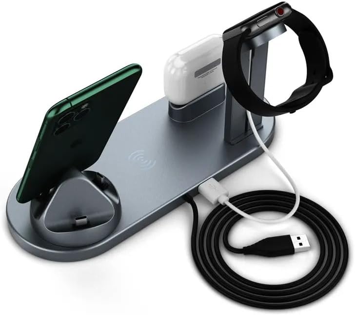 Sleek Multi-Device Wireless Charging Station for Apple & Samsung – Fast Universal Charger Stand with Safety Features for Effortless Power Management, Black – Optimize Your Charging Experience Today
