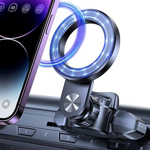 Revolutionary OQTIQ Magnetic CD Slot Phone Mount for Effortless Smartphone Access – Six Ultra-Strong Magnets for i Phone, Samsung Galaxy, LG & More – Hands-Free Convenience with 360° Rotation for Optimal Viewing Angles – Compact Design for Any Vehicle Interior – Elevate Your Driving Safety and Experience