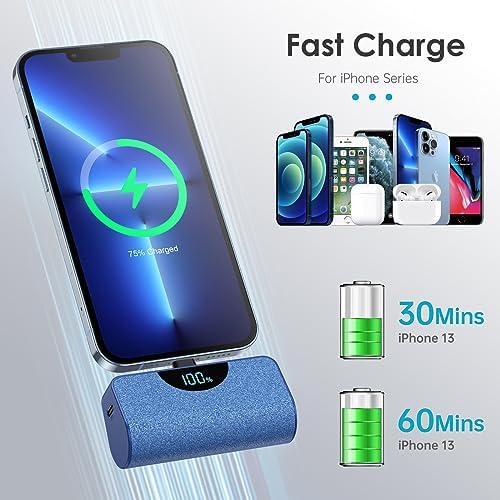 Ultra-Compact 5200 m Ah Power Bank for i Phone – 20 W PD Fast Charging Mini Portable Charger for i Phone 14 Pro Max/14/13/12/11/XR/X/8/7/6/SE – Lightweight Battery Pack with Intelligent Charging Technology for On-the-Go Power