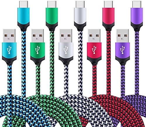 Ultimate 6 ft Fast USB Type C Charger Cable Pack – 5 Durable Cords for Rapid Charging with Enhanced Compatibility for Samsung Galaxy S23, S22, S21, S20, Note Series, and LG G5-G8, Stylo – Superior Length and Reliability for On-the-Go Connectivity