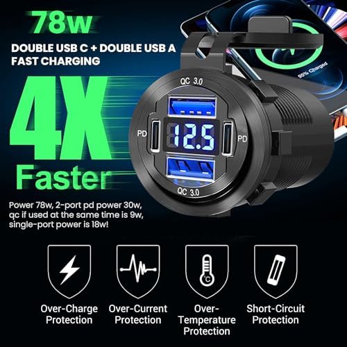 Versatile 12 V/24 V Dual USB Charger Socket – 3-Port Power Hub for Cars, Boats, RVs, and More – 2-Pack with Rapid Charging Capability and Waterproof Design for All Vehicle Types