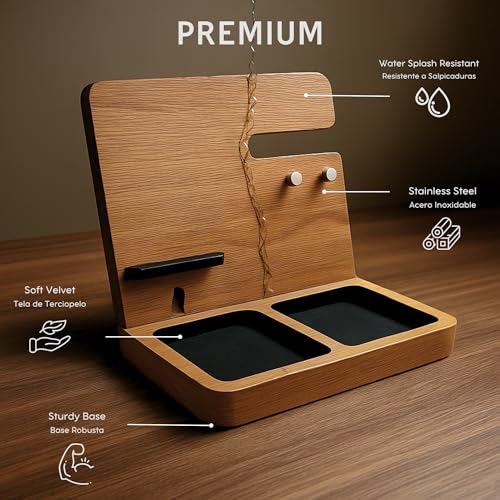 Namore Premium Wood Desk and Nightstand Organizer – Multifunctional Charging Station for Phones & Essentials – A Stylish Solution for Enhanced Workspace Efficiency – Perfect Gift for Men, Dads, & Professionals – Elegant Design with Universal Device Compatibility