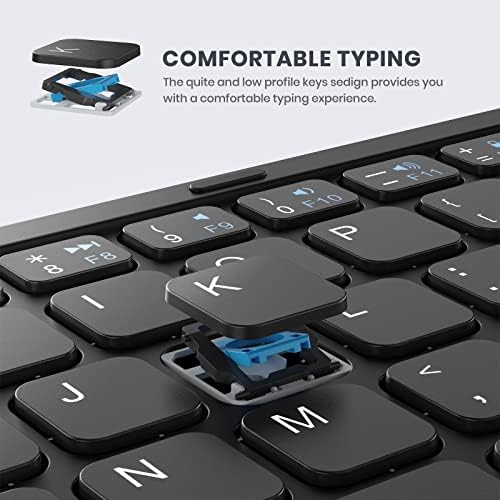 Ultimate Portable Bluetooth Keyboard with Touchpad – Foldable Full-Size Wireless Keyboard for Windows, Android & Mac – Sync 3 Devices, Premium PU Leather Design for Travel & Home Use