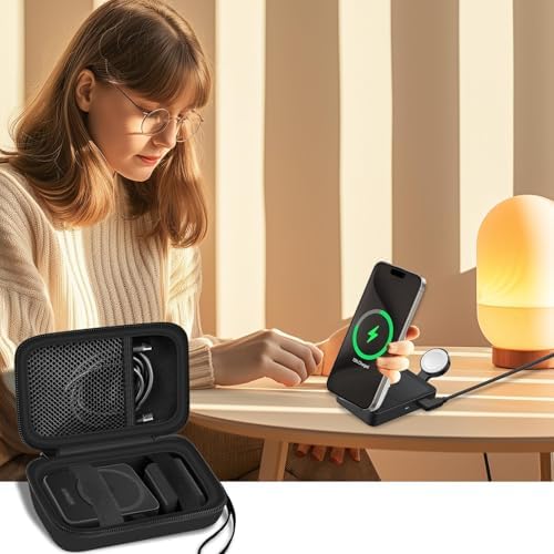 Stylish Pink Case for Anker Mag Go 3-in-1 & Mag Go UFO Charging Station – Premium Organizer for Wireless Chargers, Enhanced Compatibility with Mag Safe Duo, Portable Foldable Design for Travel, Secure Storage Solution for Augnner, Iseyyox, LISEN, RTOPS – Elevate Your Charging Experience with Durable Protection and Effortless Access