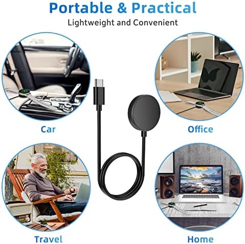 Efficient USB C Charger for Samsung Galaxy Watch Series – Premium Nylon Cables for Galaxy Watch 7/6/5/4/3/Active 2 – Rapid Charging with Advanced Safety Features for Everyday Use and Travel Convenience