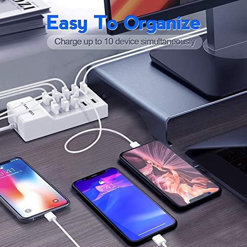Ultimate Family-Sized 10-Port USB Charging Hub with Smart Auto-Detect Technology – Efficient Multi-Device Power Station for Home and Office – Rapid Charging Solution for Smartphones, Tablets, and Headphones – Safety-Enhanced USB Charger Station for Seamless Connectivity