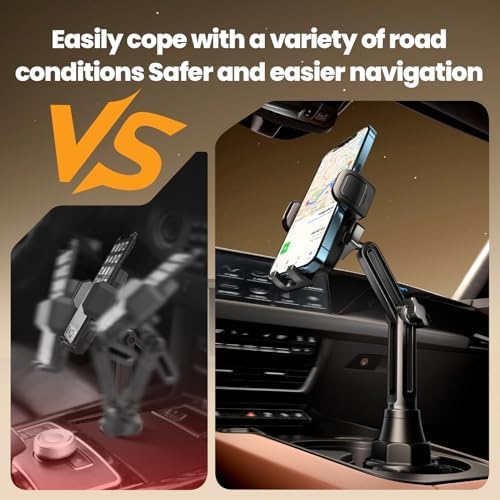 Universal Car Cup Holder Phone Mount with 360° Rotation – Adjustable Height Smartphone Holder for Optimal Driving Convenience – Fits 2.5 to 4.1 Inch Cup Openings – Durable, Stylish Design Compatible with All Phones – Elevate Your In-Car Experience Today!
