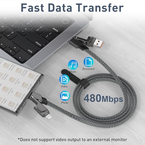 4-in-1 USB C Charging Cable: 60 W Fast Charge & 4 ft Versatile Connector for i Phone 15 Pro, Samsung Galaxy, Google Pixel, Laptops & Tablets – Streamlined Power Solution for All Your Devices