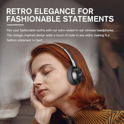 Nostalgic Retro Wireless Bluetooth Headphones – 60-Hour Battery Life, Lightweight Comfort, Built-in Microphone, Dual Device Pairing & Custom Sound App for an Immersive 80 s & 90 s Audio Adventure – Ideal for Active Music Enthusiasts and Daily Listening