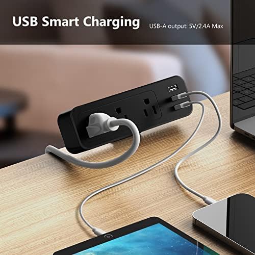 Maximize Workspace Efficiency with JSVER Desk Clamp Power Strip – 3 AC Outlets & Dual USB Ports, 6.5 ft Extension Cord for Home Office & Workshop – Seamless Desk Organization & Rapid Charging Solution