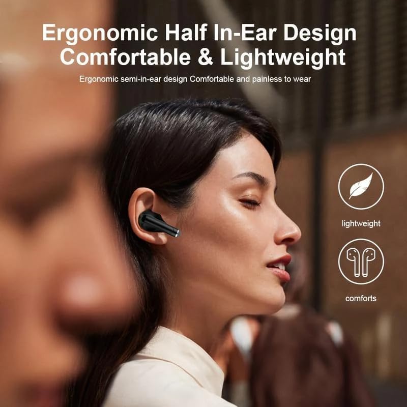 Advanced Bluetooth 5.4 Wireless Earbuds with LED Display – Ergonomic Half In-Ear Design for Ultimate Comfort, 24-Hour Playtime, User-Friendly Touch Controls, and Rapid USB-C Charging – Sleek Black Aesthetic for Exceptional Sound Quality and Daily Versatility