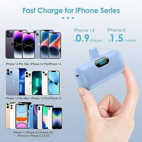 Compact Pink Portable Charger for i Phone – 5000 m Ah PD Fast Charging Power Bank, Lightweight Mini Battery Pack Compatible with i Phone 14/14 Pro Max/13/13 Pro/12 Pro/11/XS/XR/X/8/7/6 – Stylish and Versatile Backup Solution for On-the-Go Power