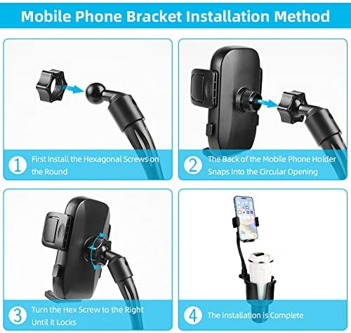 Universal 2-in-1 Car Phone Holder with Adjustable Gooseneck and 360° Rotation – Versatile Cup Holder Extender for 4-7 Inch Smartphones, Perfect for Hands-Free Navigation and Calls while Driving – Easy Installation, Sturdy Base, and Enhanced Compatibility for All Vehicles